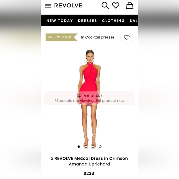 Amanda Uprichard x REVOLVE Mezcal Dress in Crimson | NWT | Sz Small - Picture 4 of 7